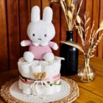 Nijntje luiertaart roze rib handgemaakt cadeau